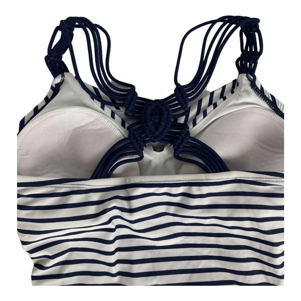 Kona Sol Blue & White Nautical Striped One Piece Swimsuit Size Small - Picture 5 of 10